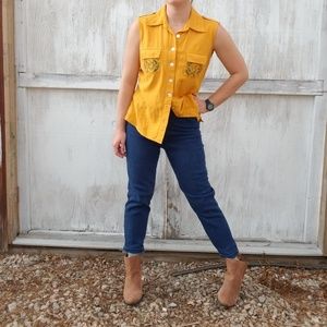 Vintage + Upcycled Vine Embroidered Blouse